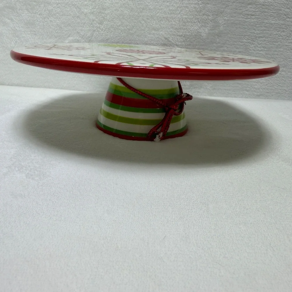 Sur La Table Room Creative Christmas Snowflake Cake Stand Red Green Holiday